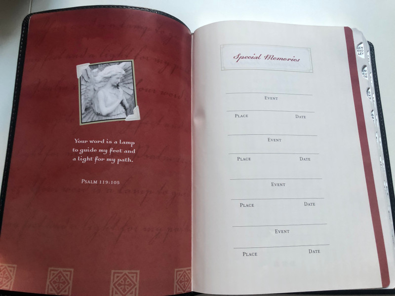 Large Print NLT Bible - Premium slimline reference / Black/Onyx Leatherlike with thumb index and silver edges / Personal Size Bible / New Living Translation / Tyndale House Publishers 2013 / Red letter editon (9781414397634)