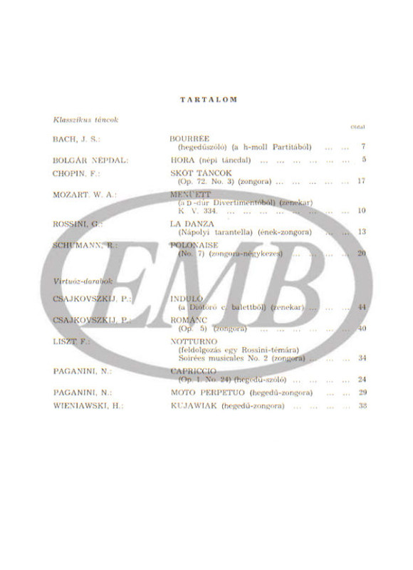 Classical Dances and Concert Pieces 2 / Edited by Veszprémi Lili / Arranged by Kardos István / Editio Musica Budapest Zeneműkiadó / 1960 / Klasszikus táncok és virtuóz darabok 2 / Szerkesztette Veszprémi Lili / Feldolgozta Kardos István
