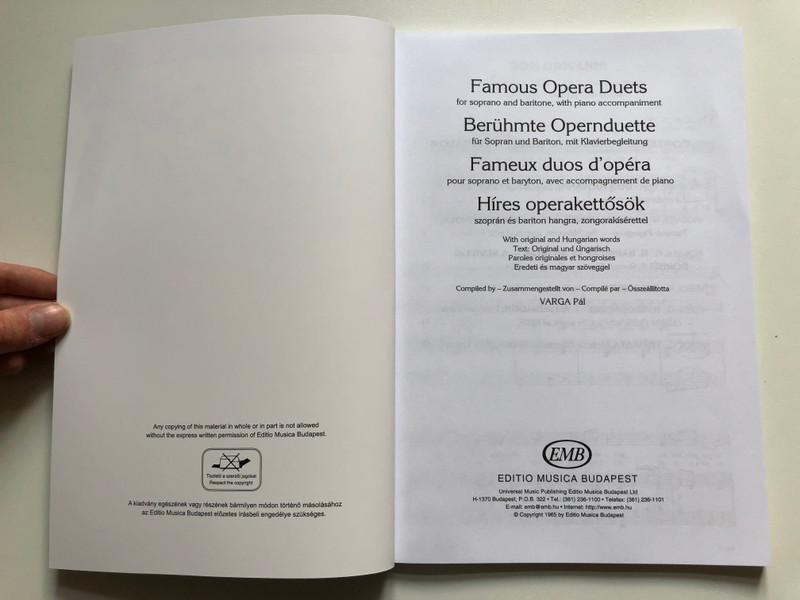 Famous Opera Duets / Berühmte Opernduette / EMB Z. 3546 (9790080035467)