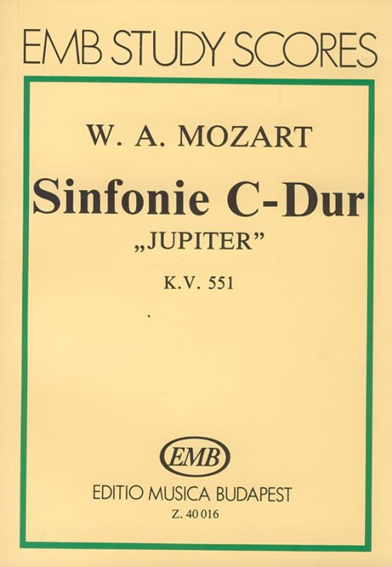 Mozart, Wolfgang Amadeus: Symphony in C major, K 551 / "Jupiter" / pocket score / Edited by Darvas Gábor / Editio Musica Budapest Zeneműkiadó / 1980 /  Szerkesztette Darvas Gábor 