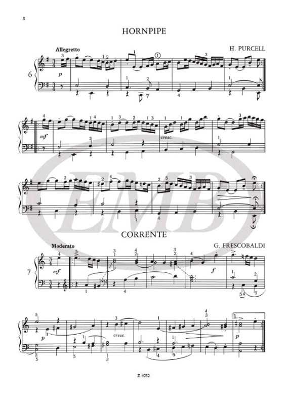 DANCES OF THE BAROQUE ERA 1 / for piano (harpsichord) / Edited by Nagy Olivér / Editio Musica Budapest Zeneműkiadó Item number: 4232 / 1965 / Közreadta Nagy Olivér 