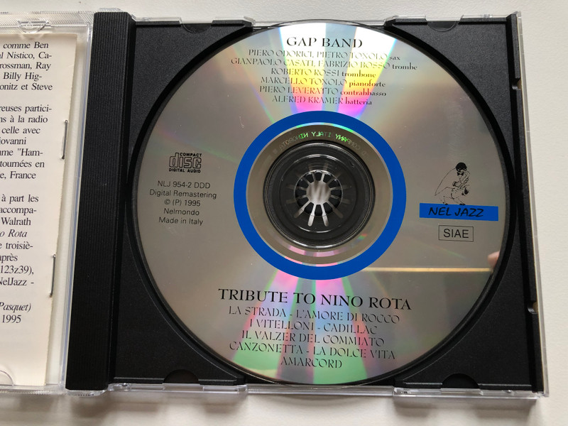 Tribute To Nino Rota - Gap Band / Piero Odorici, Pietro Tonolo (Sax), Gianpaolo Casati, Fabrizio Bosso (Trombe), Roberto Rossi (Trombone), Marcello Tonolo (Pianoforte) / Nel Jazz Audio CD 1995 / NLJ 954-2