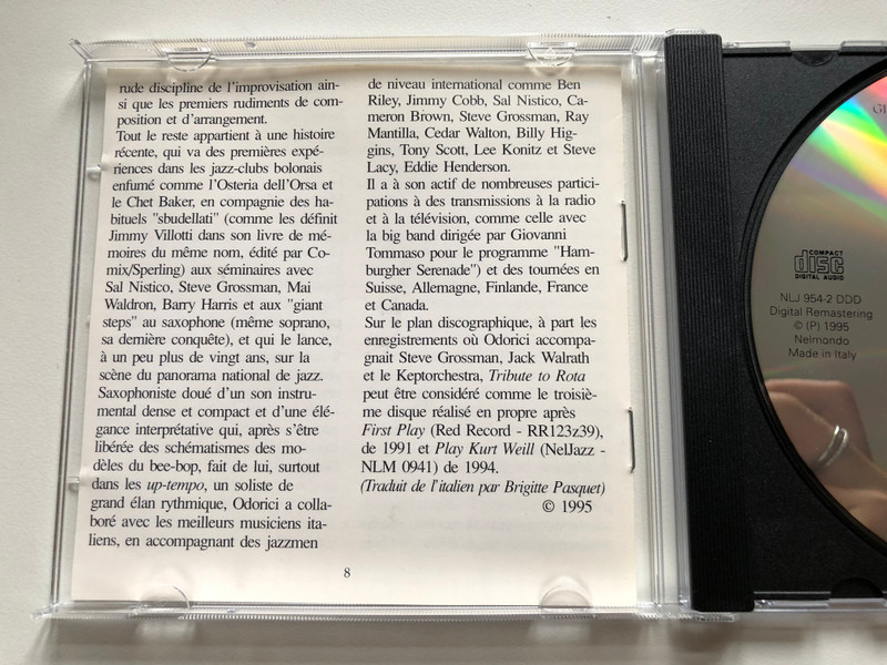 Tribute To Nino Rota - Gap Band / Piero Odorici, Pietro Tonolo (Sax), Gianpaolo Casati, Fabrizio Bosso (Trombe), Roberto Rossi (Trombone), Marcello Tonolo (Pianoforte) / Nel Jazz Audio CD 1995 / NLJ 954-2