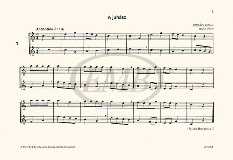 RECORDER MUSIC 2 / Edited by Béres János / Editio Musica Budapest Zeneműkiadó / 1969 / FURULYAZENE 2 / Magyar szerzők kétszólamú darabjai / Szerkesztette Béres János