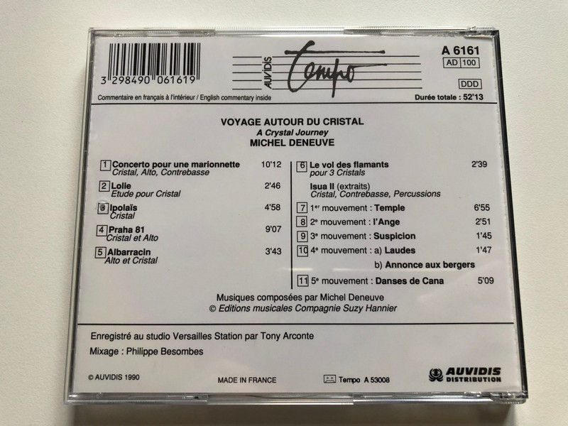 Voyage Autour Du Cristal . A Crystal Journey - Michel Deneuve / Auvidis Tempo Audio CD 1990 Stereo / A 6161