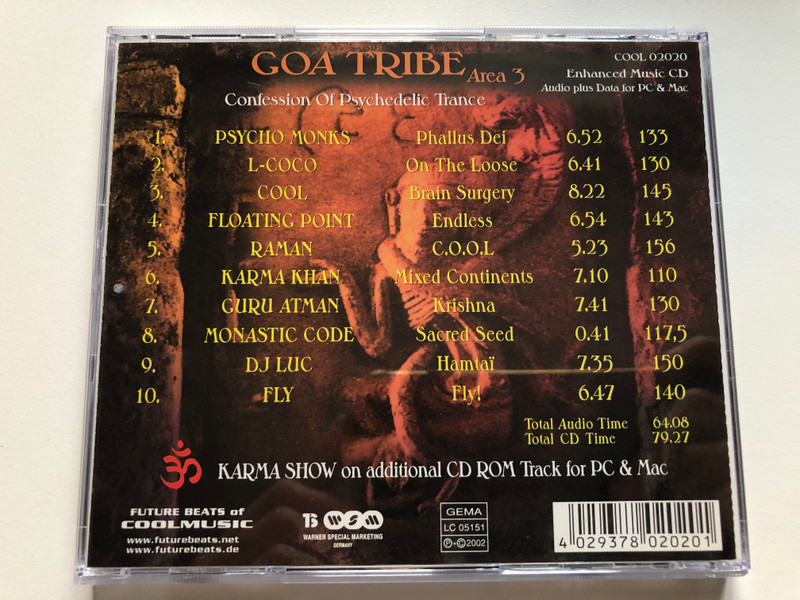 Goa Tribe - Area 3 (Enchanced Music CD) - Confession Of Psychedelic Trance / Future Beats Audio CD 2002 / COOL 02020