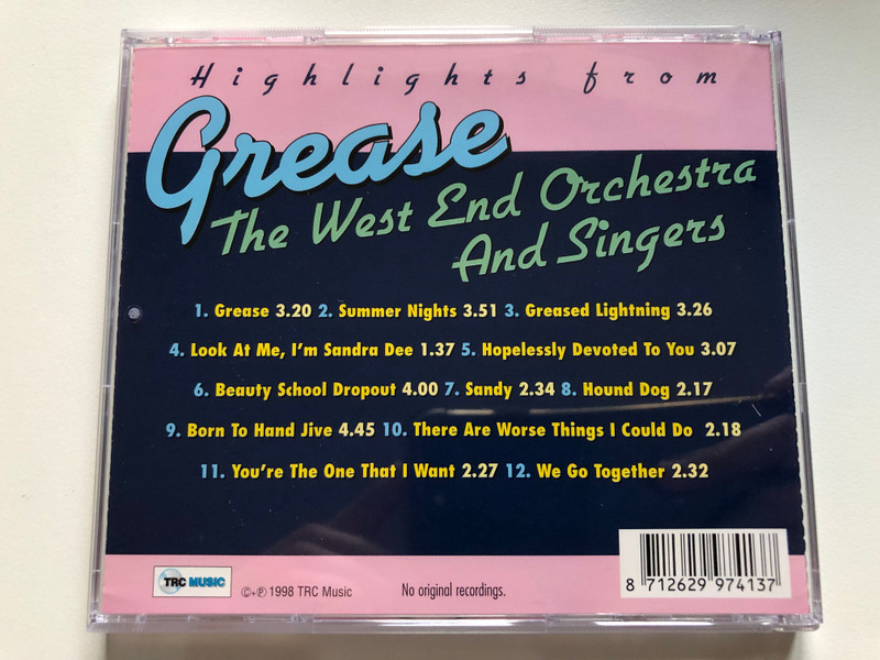 Highlights From Grease - The West End Orchestra And Singers / Grease; Summer Nights; Sandy; Hound Dog; You're The One That I Want; Beauty School Dropout / TRC Music Audio CD 1998 / 97413E