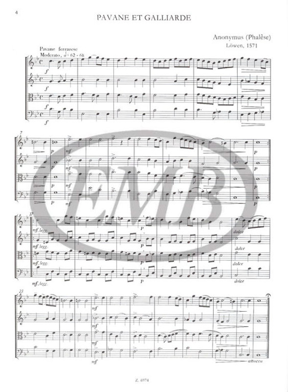 RENAISSANCE WORKS for four instruments / ad lib. for winds, strings or mixed ensemble / score and parts / Edited by Máriássy István / Editio Musica Budapest Zeneműkiadó / 1975 / Szerkesztette Máriássy István 