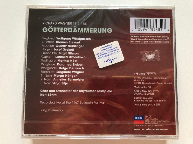 Wagner: Gotterdammerung / Decca Audio CD 2012 / Wagner: Götterdämmerung / Wolfgang Windgassen (028947834823)