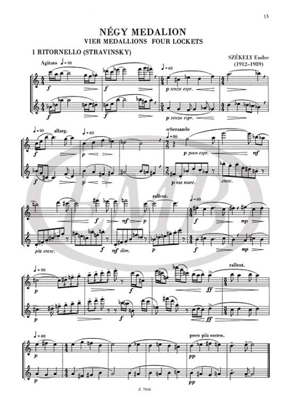 Flute Duos III / Edited by Jeney Zoltán id. / Editio Musica Budapest Zeneműkiadó / 1976 / Fuvoladuók III / Közreadta Jeney Zoltán id.