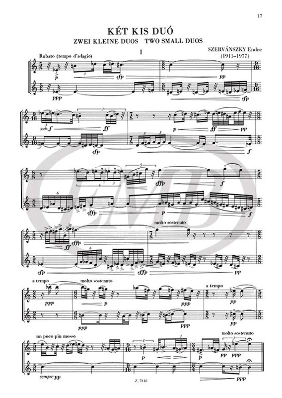 Flute Duos III / Edited by Jeney Zoltán id. / Editio Musica Budapest Zeneműkiadó / 1976 / Fuvoladuók III / Közreadta Jeney Zoltán id.