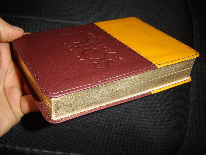 Modern Tagalog Bible / Ang Salita Ng Dios / ASD Tagalog Bible - Compact Size Italian TuTone Dark Brown Orange