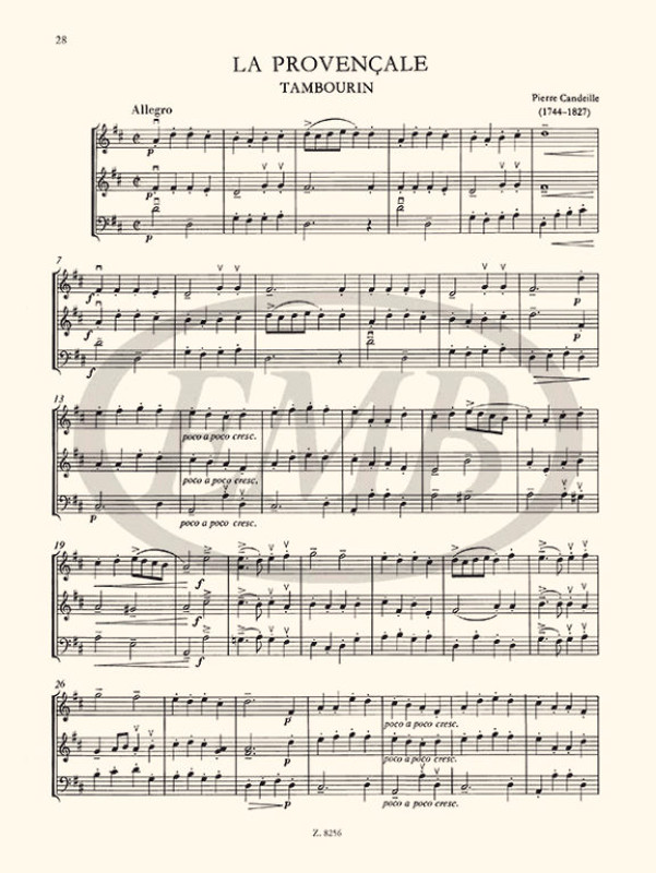 TRIOS FOR TWO VIOLINS AND VIOLONCELLO / score and parts / Edited by Pejtsik Árpád / Continuo arranged by Mező Imre / Editio Musica Budapest Zeneműkiadó / 1978 / Közreadta Pejtsik Árpád / A continuót kidolgozta Mező Imre 