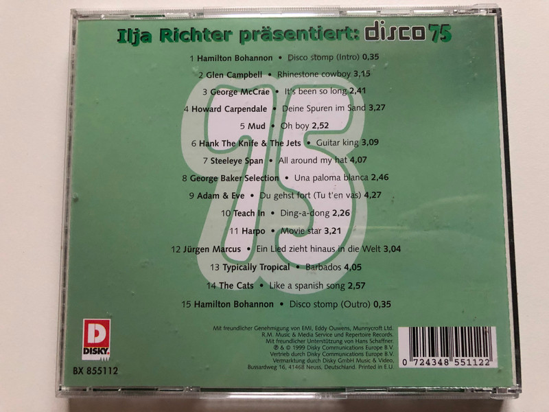 Ilja Richter prasentiert: Disco 75 - CD 2 / Hits der 70'er Jahre / George Baker Selection, Harpo, Jurgen Marcus, Mud, Howard Carpendale / Disky Audio CD 1999 / BX 855112