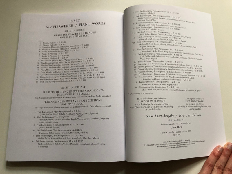 Liszt Ferenc: Piano Versions of His Own Works III / Edited by Sulyok Imre, Mező Imre / Editio Musica Budapest Zeneműkiadó / 1983 / Közreadta Sulyok Imre, Mező Imre 