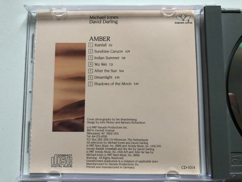 Michael Jones, David Darling – Amber / Narada Lotus Audio CD 1987 / CD-1014