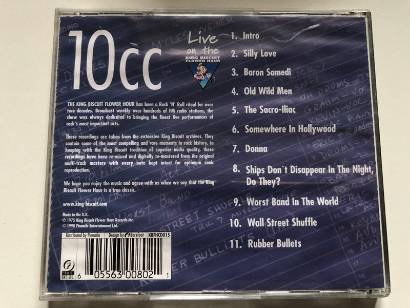 10cc – Live on the King Biscuit Flower Hour / King Biscuit Flower Hour Audio CD 1998 / KBFPCD015