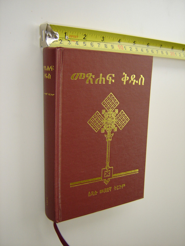 Amharic Bible Burgundy Cover with Cross / Standard Bible in Amharic