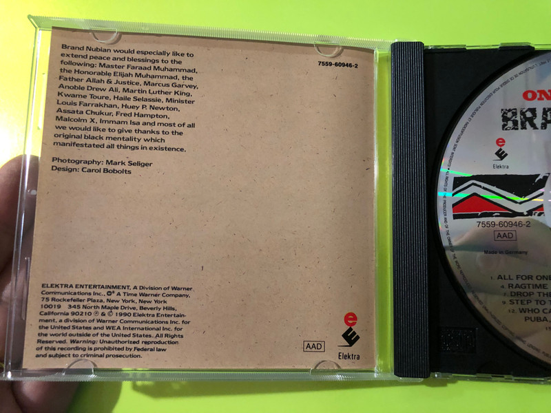Brand Nubian – One For All / Elektra Audio CD 1990 / 7559-60946-2