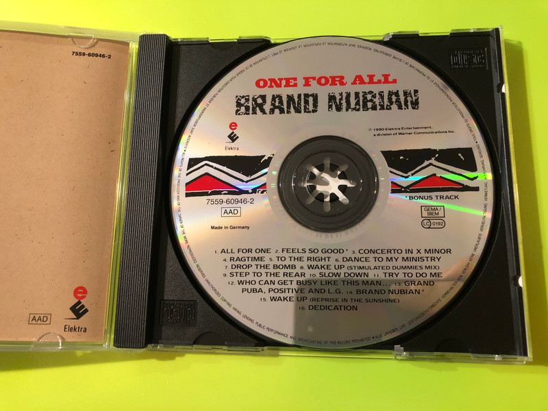 Brand Nubian – One For All / Elektra Audio CD 1990 / 7559-60946-2