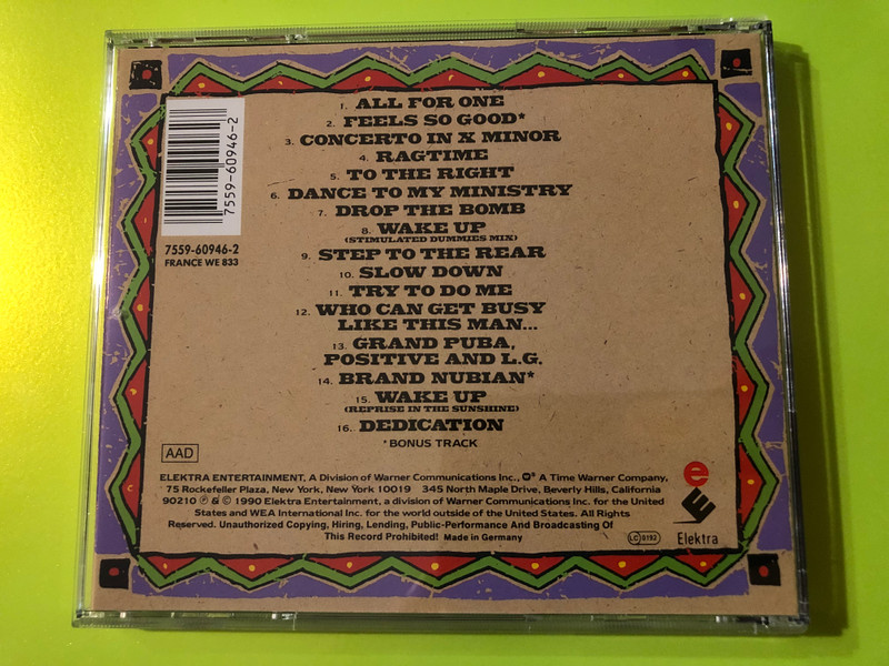 Brand Nubian – One For All / Elektra Audio CD 1990 / 7559-60946-2