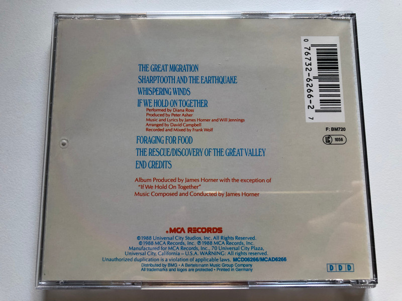 Lucas/Spielberg Present a Don Bluth Film - The Land Before Time (Original Motion Picture Soundtrack) - Music Composed and Conducted by James Horner / Title Song Performed By Diana Ross / MCA Records Audio CD 1988 / MCAD6266