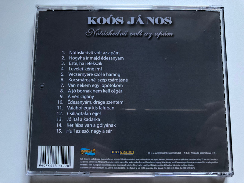 Koós János – Nótáskedvű Volt Az Apám / Kadencia Kft. Audio CD / 07192 RNR