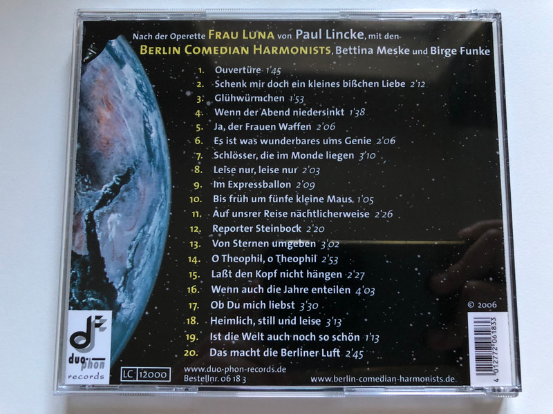 Die Berlin Comedian Harmonists Besuchen Frau Luna / Duo-Phon-Records Audio CD 2006 / 06 18 3