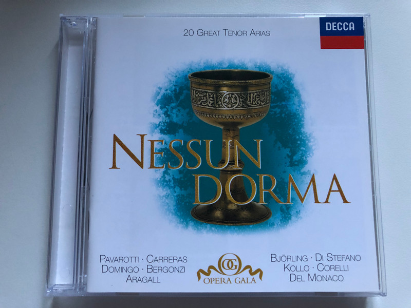 Nessun Dorma: 20 Great Tenor Arias - Pavarotti, Carerras, Domingo, Bergonzi, Aragall, Bjorling, Di Stefano, Kollo, Corelli, Del Monaco / London Records Audio CD 1998 Stereo / 458 215-2