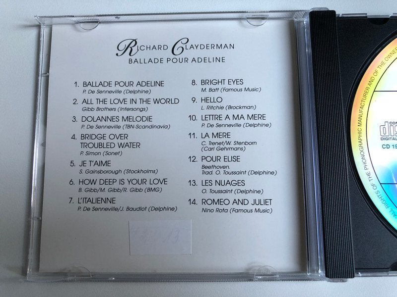 Richard Clayderman - Ballade Pour Adeline / Muse Audio CD 1990 / CD 19901-2