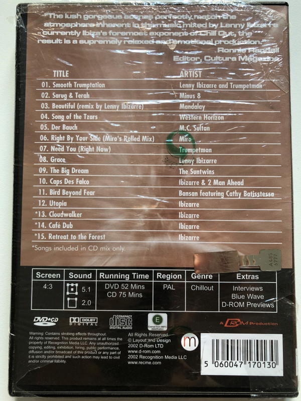 Various – Visions Of Ibiza Volume 2 - Chillout Series / D-Rom Limited DVD 2002 (5060047170130)