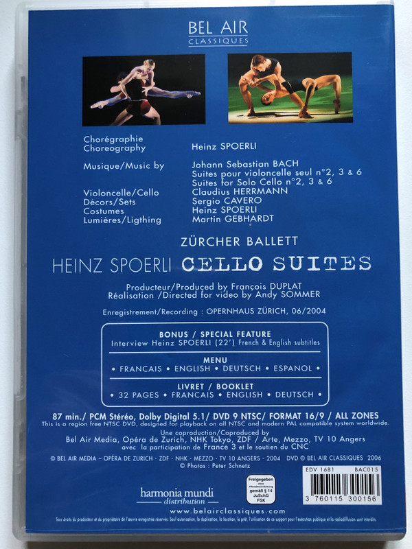 Bach, Spoerl - Cello Suites - In Den Winden Im Nichts / Bel Air Classiques DVD Video CD 2006 / BAC015