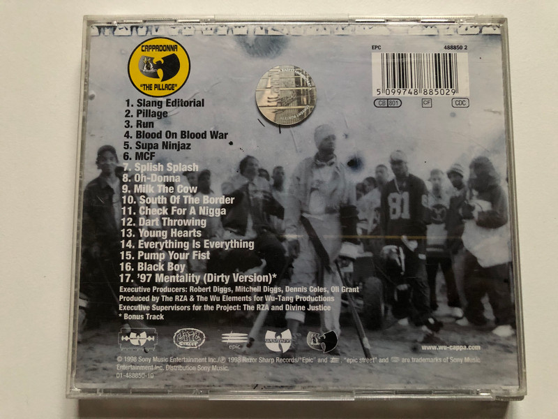 Cappadonna (Wu-Tang Productions Presents) – The Pillage / With Guest Appearances by Method Man, Ghostface Killah & Raekwon, Plus Exclusive Bonus Track ''97 Mentality'' / Razor Sharp Records Audio CD 1998 / 488850 2
