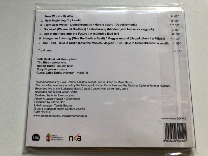 Béla Szakcsi Lakatos, Tim Ries, Robert Hurst, Rudy Royston – Climate Change / Budapest Music Center Records Audio CD 2014 / BMC CD 212