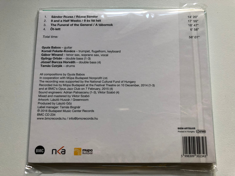 Babos ' – Makrokozmosz / BMC Studio, Budapest Audio CD 2016 / BMC CD 234