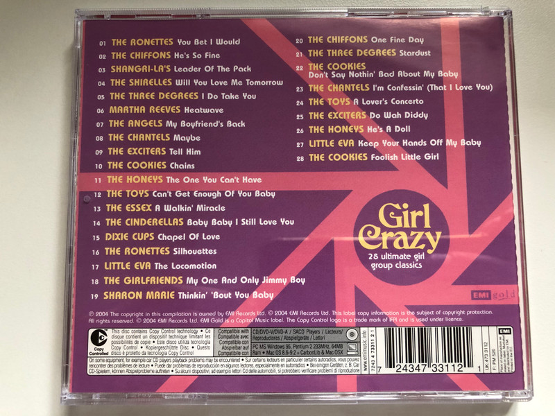 Girl Crazy - 28 Ultimate Girl Group Classics / Shangrilas, Dixie Cups, The Angels, The Shirelles, The Ronettes, The Chantels, The Chiffons / EMI Gold Audio CD 2004 / 724347331121
