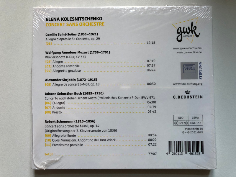 Elena Kolesnitschenko (klavier) - ''Concert Sans Orchestre'' / GWK Records Audio CD 2021 / GWK 152
