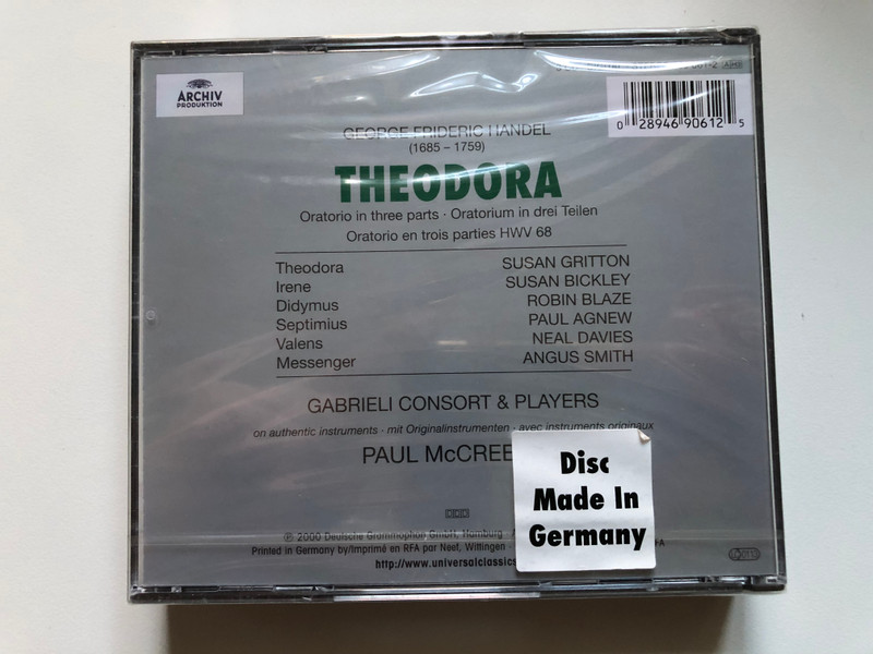 Handel - Theodora - Gabrieli Consort & Players, Paul McCreesh / Archiv Produktion 3x Audio CD 2000 Stereo / 469 061-2