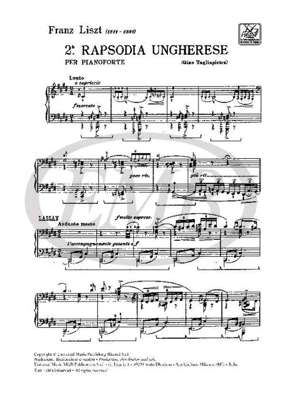 Liszt Ferenc: 2th Hungarian Rhapsody / Ricordi / 1984