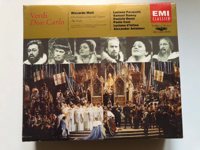 Verdi: Don Carlo - Riccardo Muti, Luciano Pavarotti, Samuel Ramey, Daniela Dessì, Paolo Coni, Luciana D'Intino, Alexander Anisimov / Orchestra e coro del Teatro alla Scala / EMI Classics 3x Audio CD 1994, Stereo, Box Set / CDS 7 54867 2