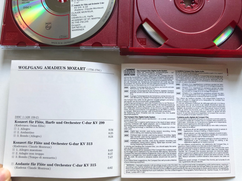 Mozart – Bläserkonzerte / Neil Black, Jack Brymer, Alan Civil, Osian Ellis, Claude Monteux, Academy Of St. Martin-in-the-Fields, Sir Neville Marriner / Philips 3x Audio CD / 426 148-2