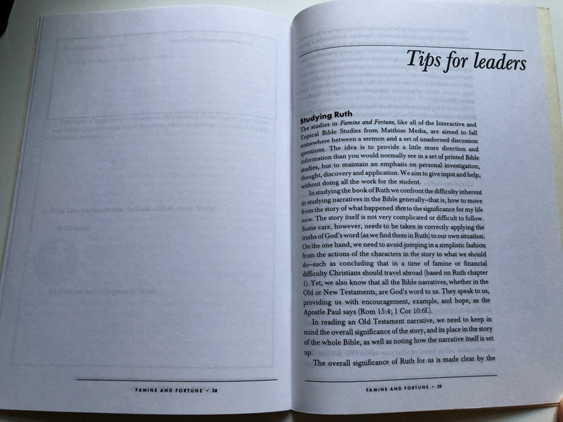 Famine and fortune - Ruth by Barry Webb & David Höhne / 4 interactive Bible studies for small groups & individuals / Paperback / Matthias media 1998 (1875245553) 