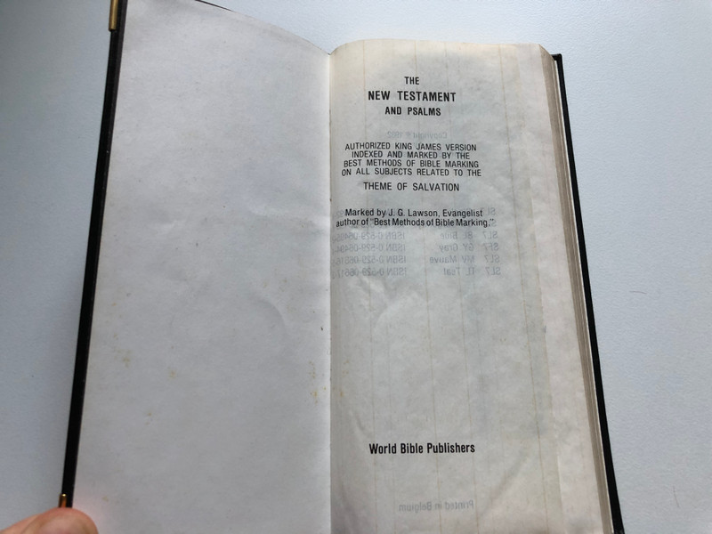 KJV New Testament and Psalms / Authorized King James Version indexed and marked by the best methods of Bible marking on all subjects related to the theme of Salvation - by J.G. Lawson, Evangelist / World Bible Publishers 1982 / Black - Pocket size / KJV NT (0529064928)