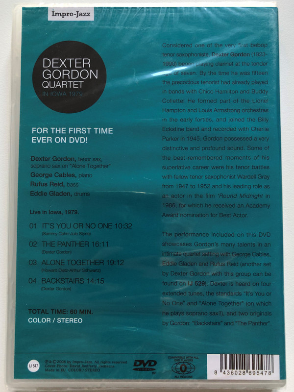Dexter Gordon Quartet – In Iowa 1979 / Impro-Jazz DVD Video 2008 (8436028695478)