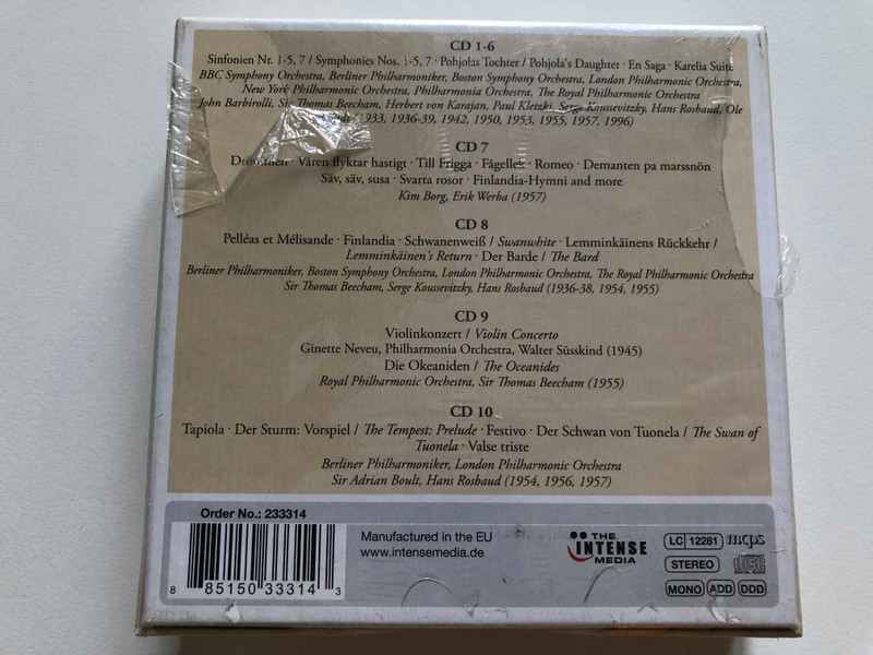 Jean Sibelius - Unkonventioneller Tonpoet = Unconventional Tone Poet / Membran 10x Audio CD Stereo, Mono / 233314