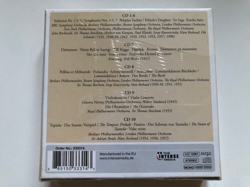 Jean Sibelius - Unkonventioneller Tonpoet = Unconventional Tone Poet / Membran 10x Audio CD Stereo, Mono / 233314