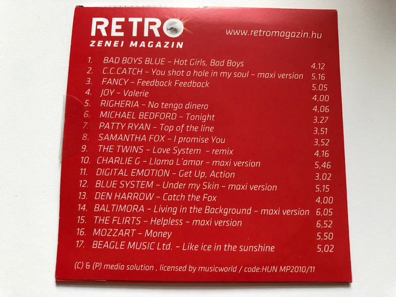 Retro Disco Szupersztárok 80's - Valogatas CD - orokzoldek & ritkasagok / C.C.Catch, Blue System, The Flirts, Righeria, Fancy, Bad Boys Blue, Samantha Fox, Den Harrow,... / Tream Music Audio CD 2010 / HUN MP2010/11