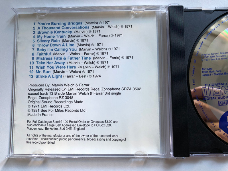 Marvin, Welch & Farrar...Plus / See For Miles Records Ltd. Audio CD 1991 / SEE CD 324