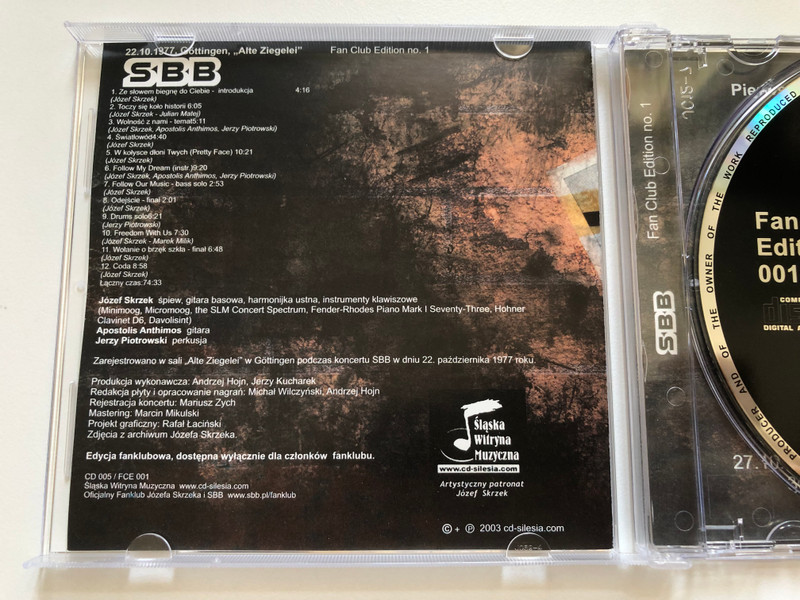SBB – 22.10.1977, Göttingen, Alte Ziegelei / Śląska Witryna Muzyczna Audio CD 2004 / CD 005