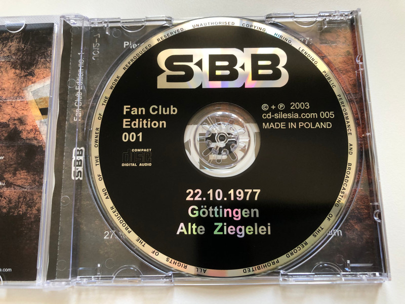 SBB – 22.10.1977, Göttingen, Alte Ziegelei / Śląska Witryna Muzyczna Audio CD 2004 / CD 005